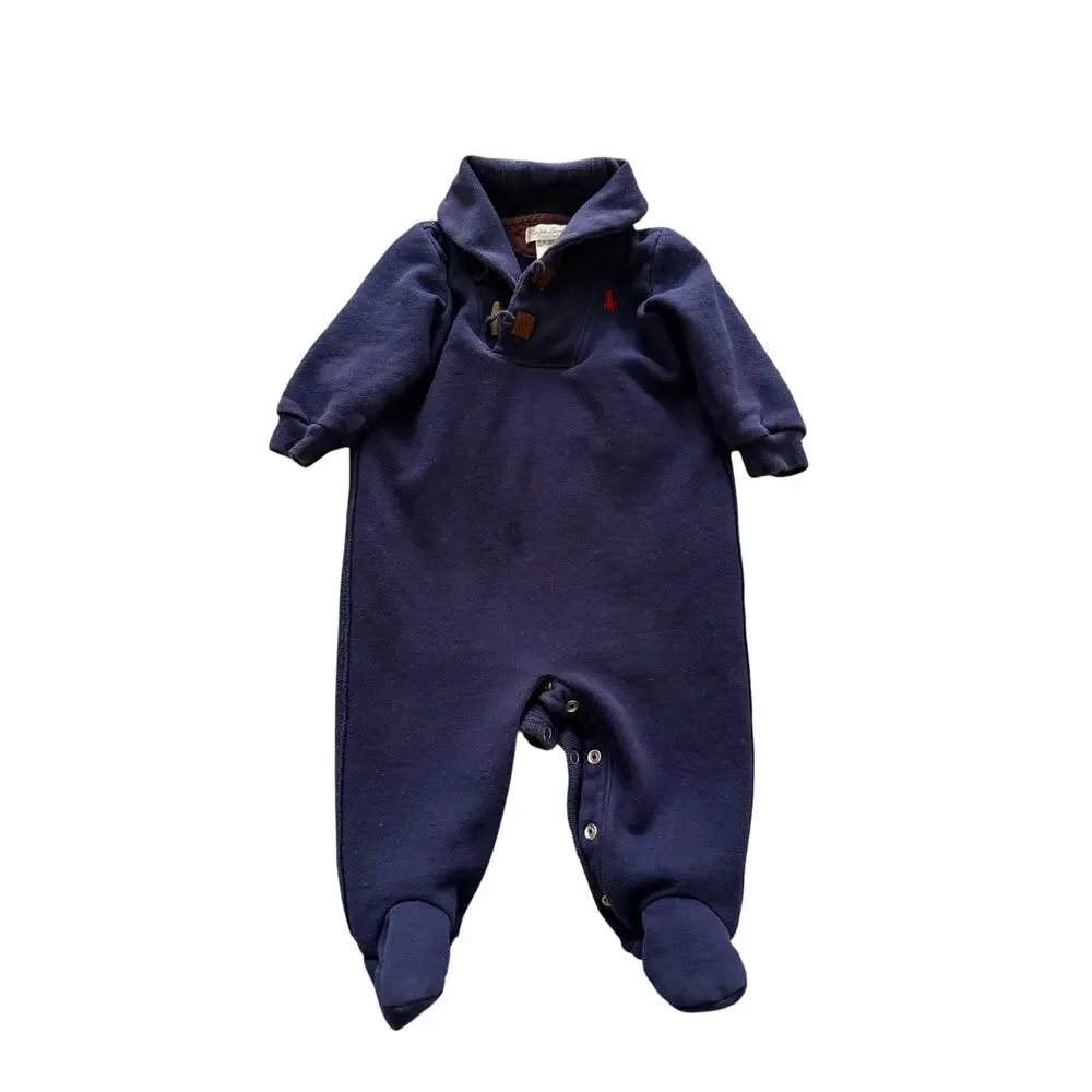 Polo Ralph Lauren Baby Boys Red Blue Striped Cotton Coverall